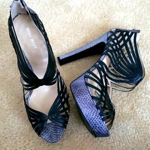 New! Nine West Cannonball Platform Heel Black (10)